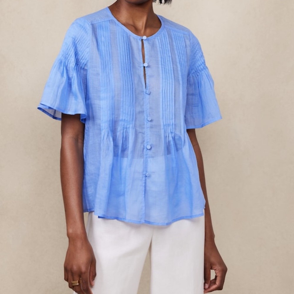 Ramie Pintuck Shirt Banana Republic